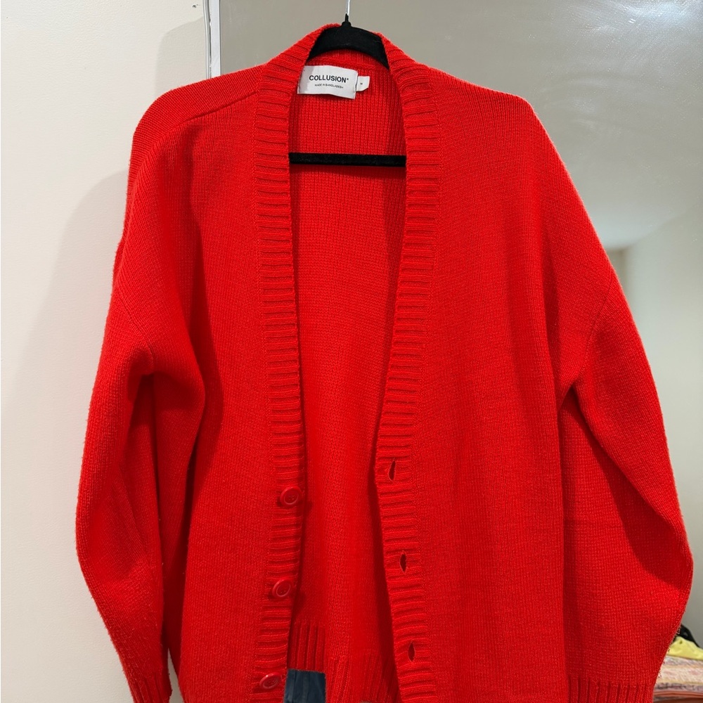 Collusion Women's Red Cardigan Sweater